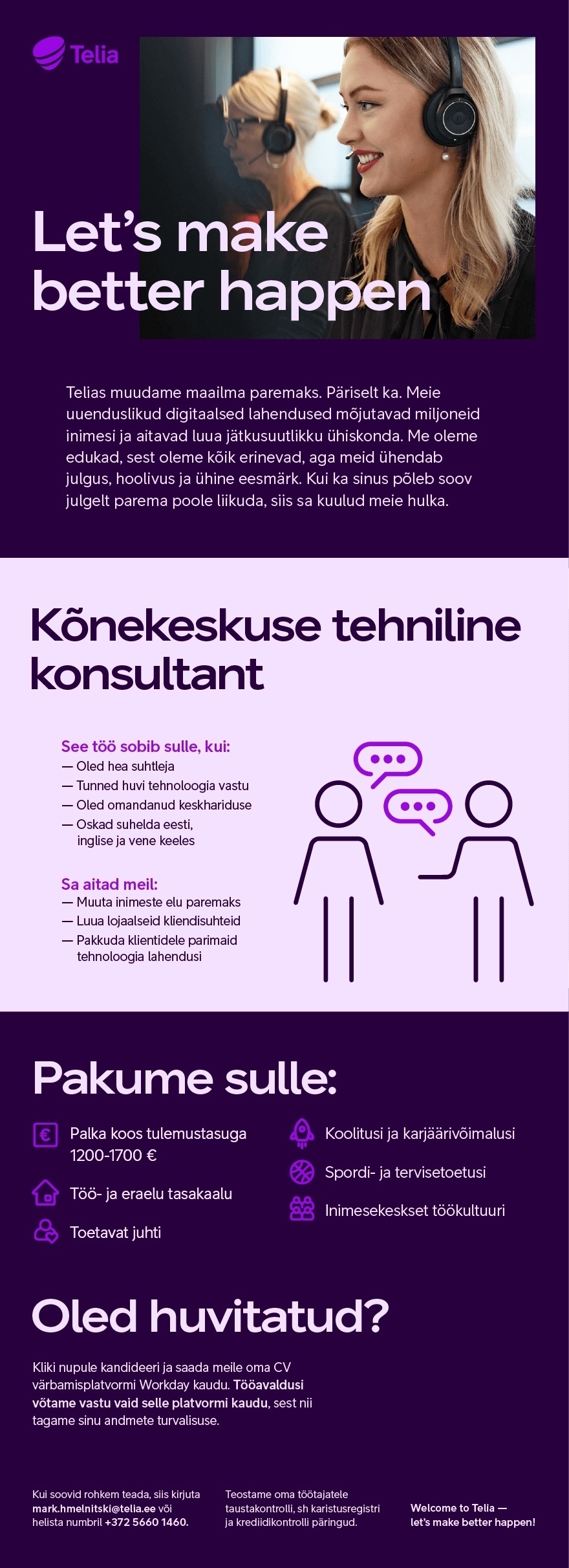 Telia Eesti AS Kõnekeskuse tehniline konsultant