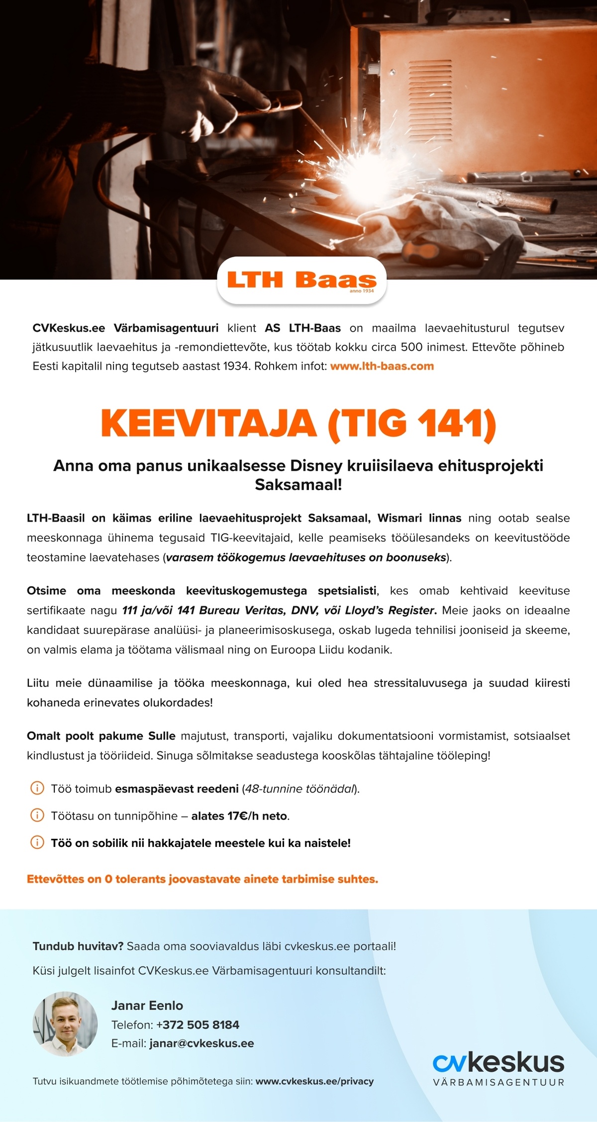 AS LTH-Baas KEEVITAJA (TIG 141) LAEVATEHASESSE