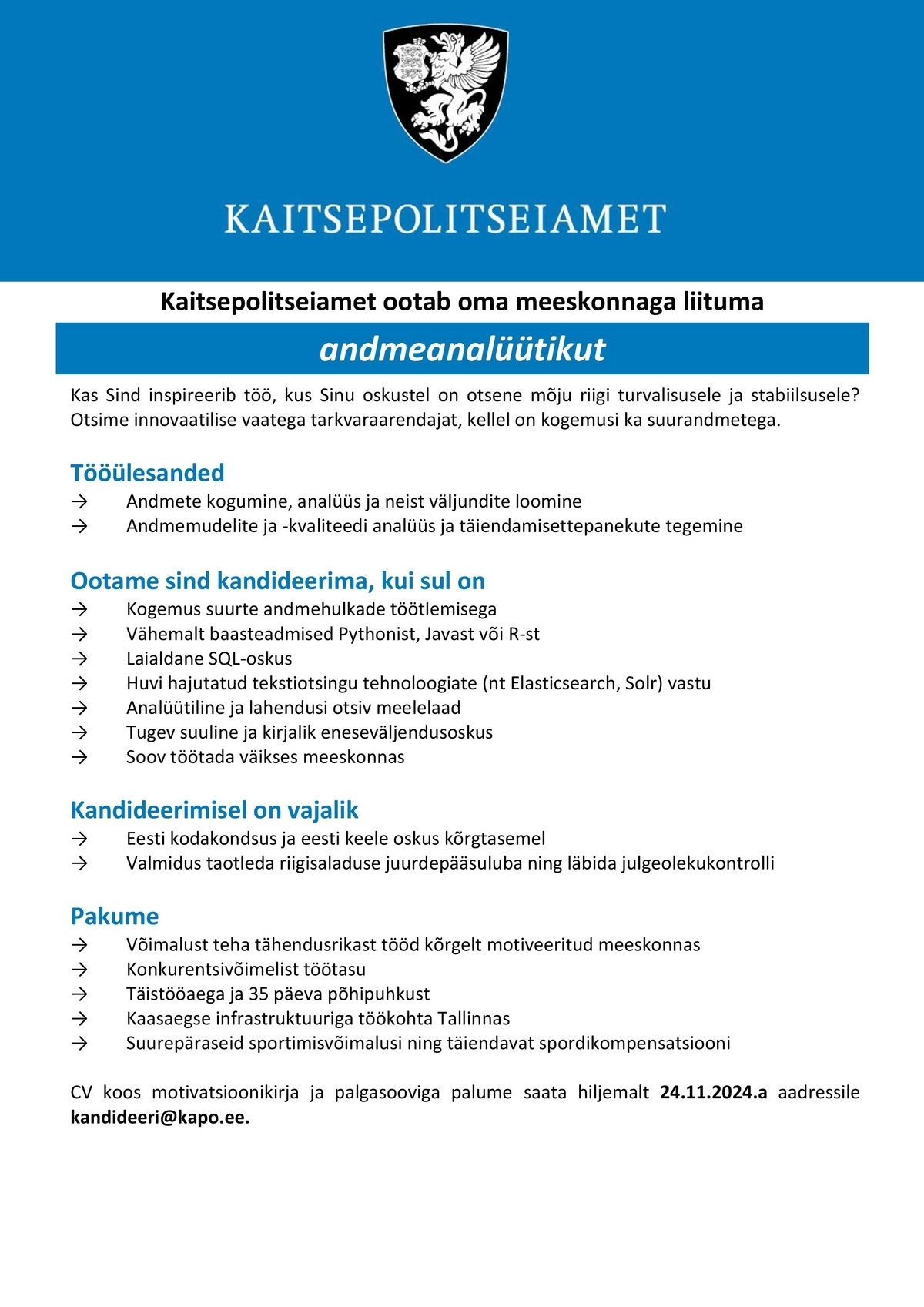 Kaitsepolitseiamet Andmeanalüütik