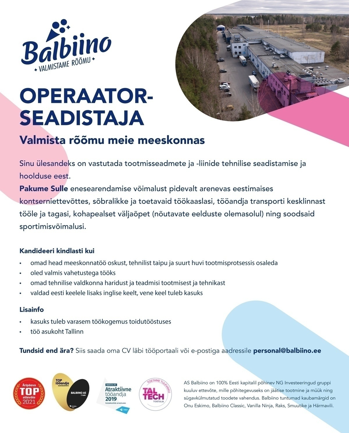 Balbiino AS Operaator-seadistaja