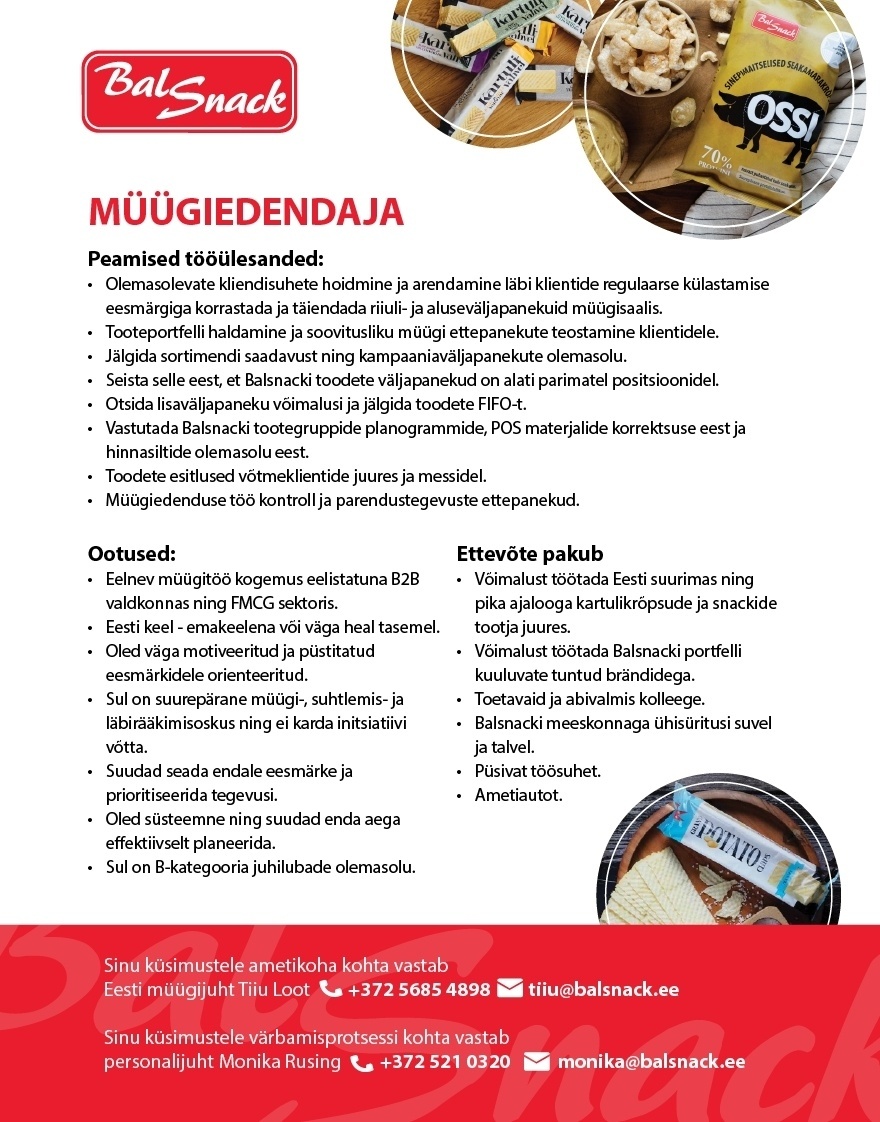 Balsnack International Holding AS Müügiedendaja