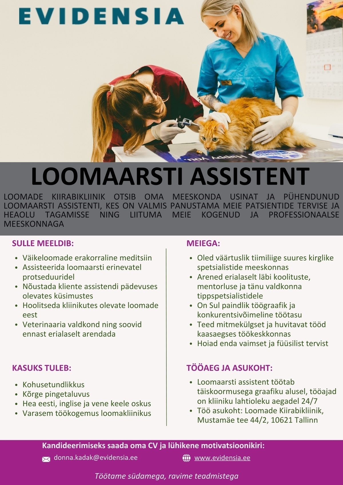 Evidensia Loomakliinikud OÜ Loomaarsti assistent