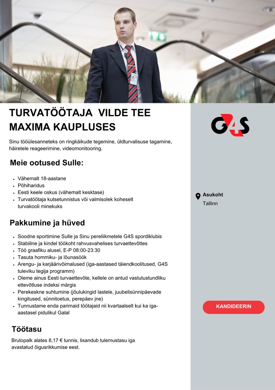 AS G4S Eesti Vilde tee Maxima turvatöötaja