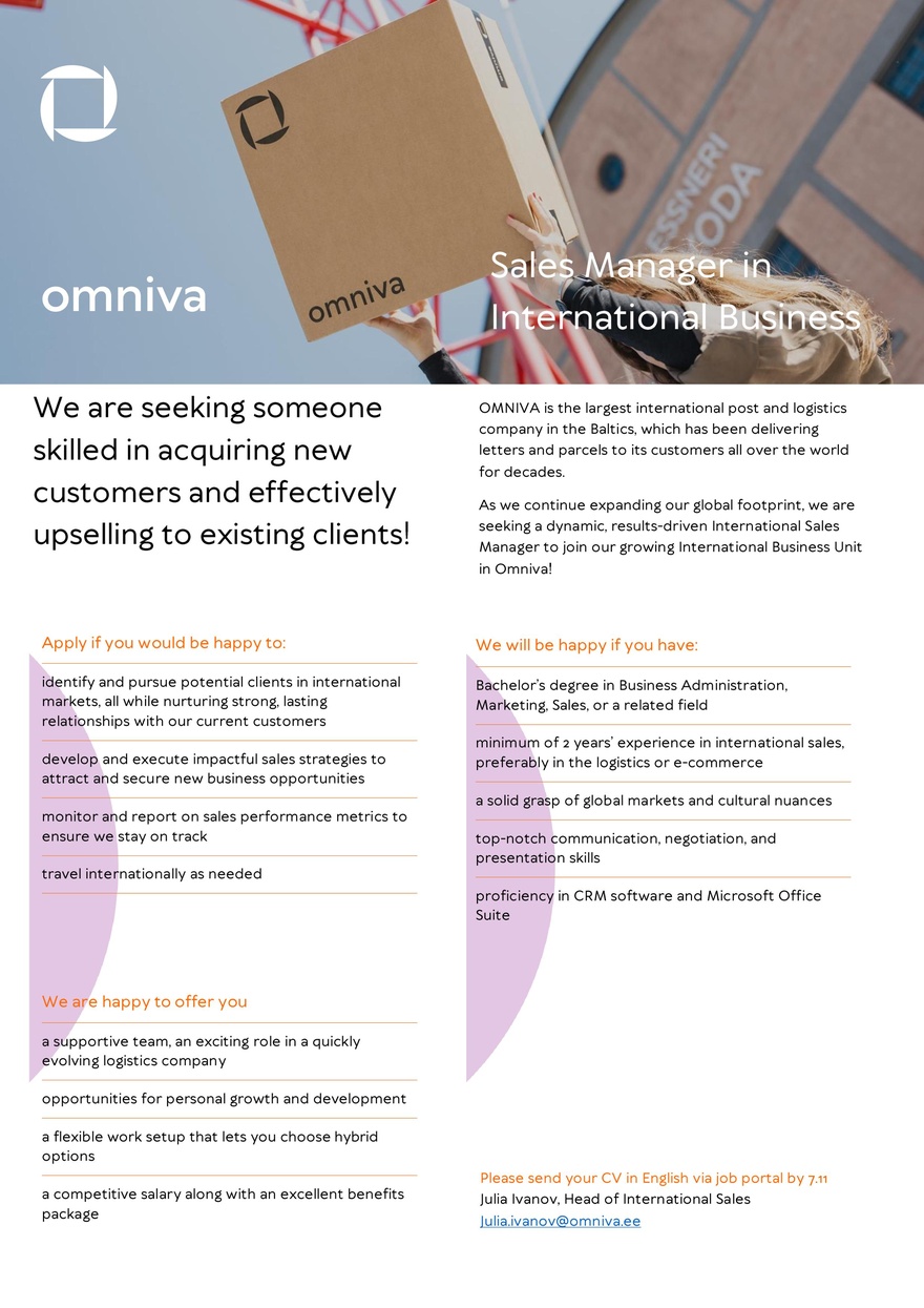 Omniva Sales Manager in International Business