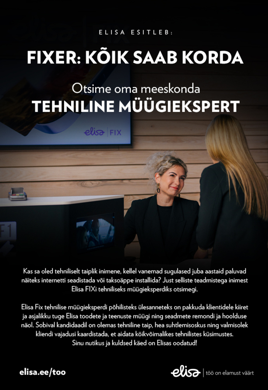 Elisa Eesti AS ESINDUSE TEHNILINE MÜÜGIEKSPERT