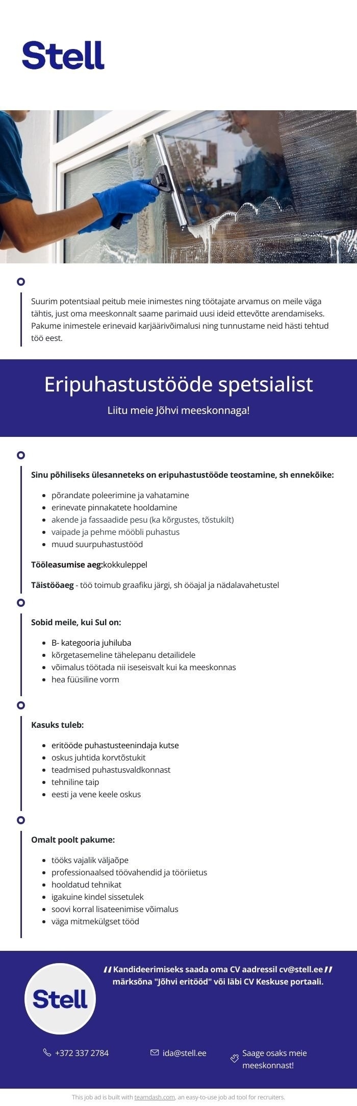 Stell Eesti AS Eripuhastustööde spetsialist