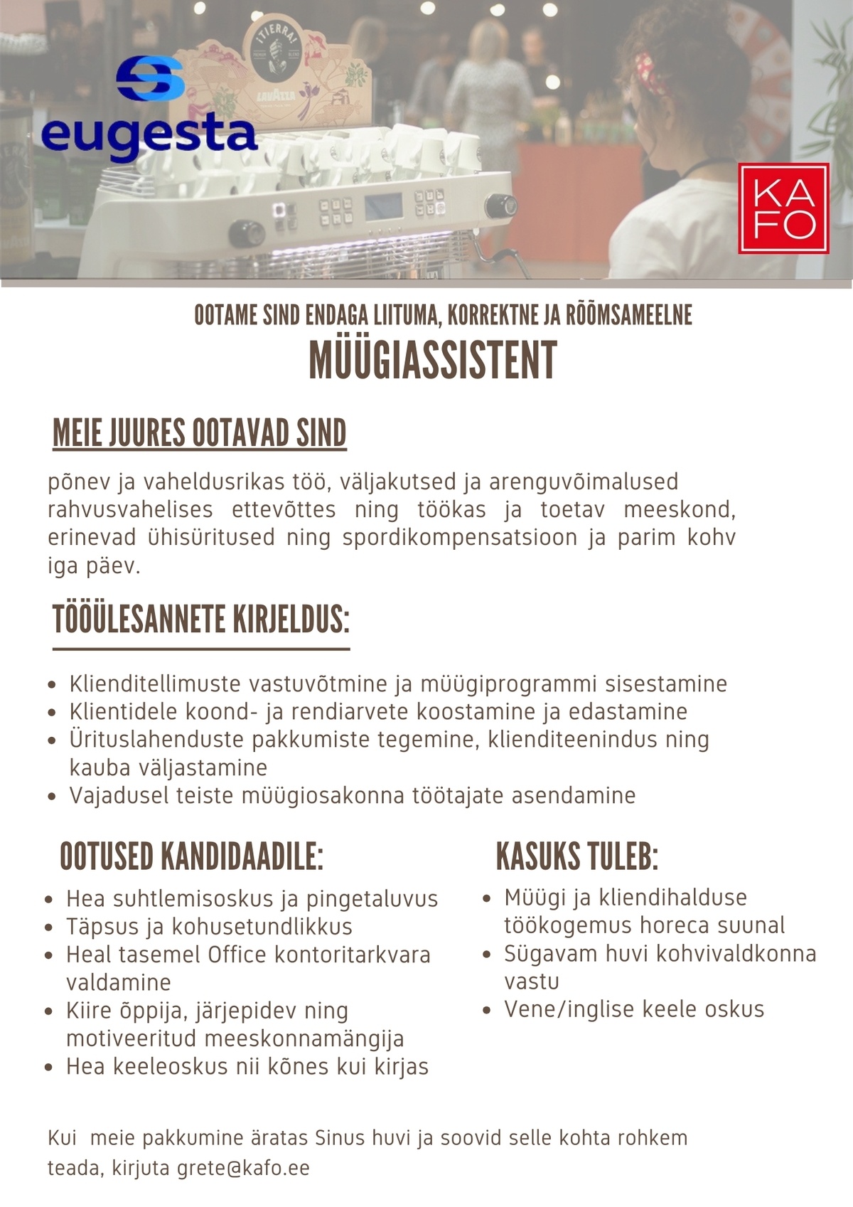 Eugesta Eesti OÜ Müügiassistent