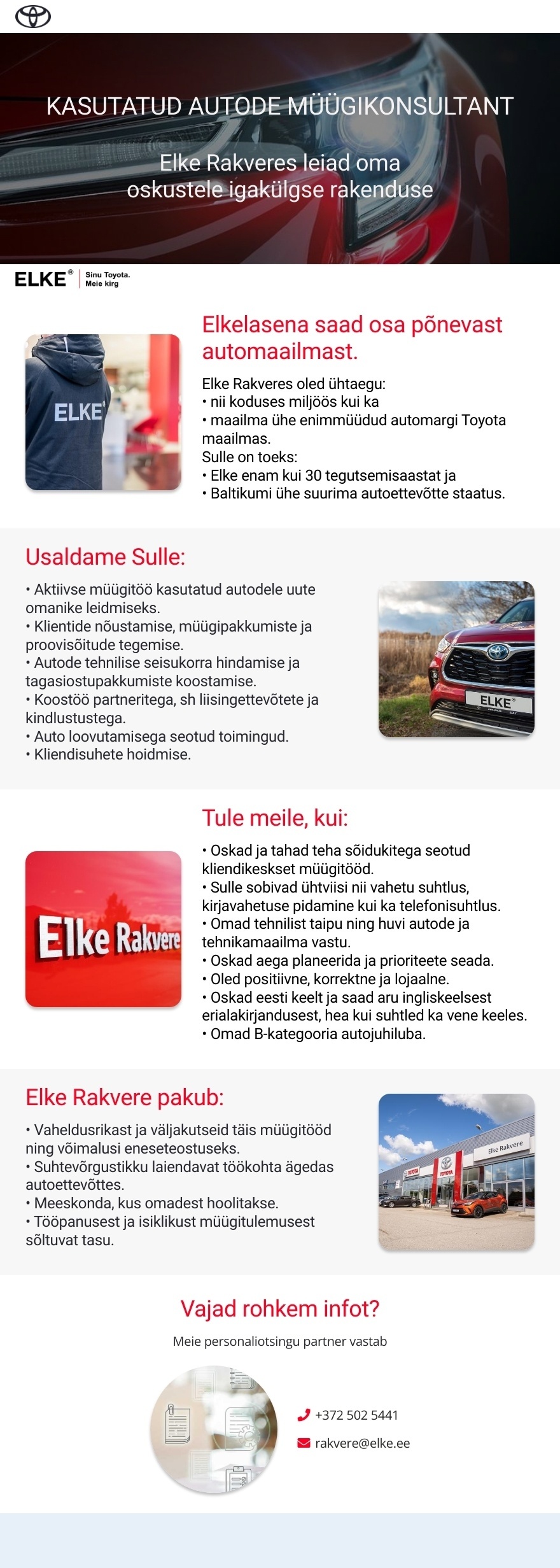 Elke Rakvere KASUTATUD AUTODE MÜÜGIKONSULTANT