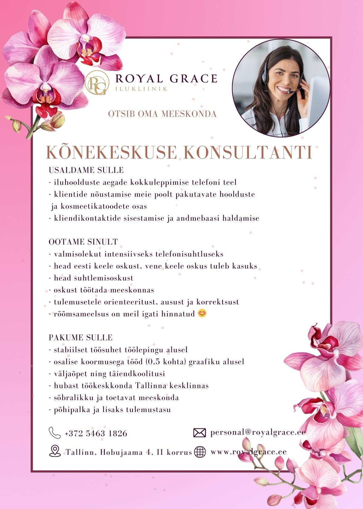 Royal Grace Ilukliinik Kõnekeskuse konsultant