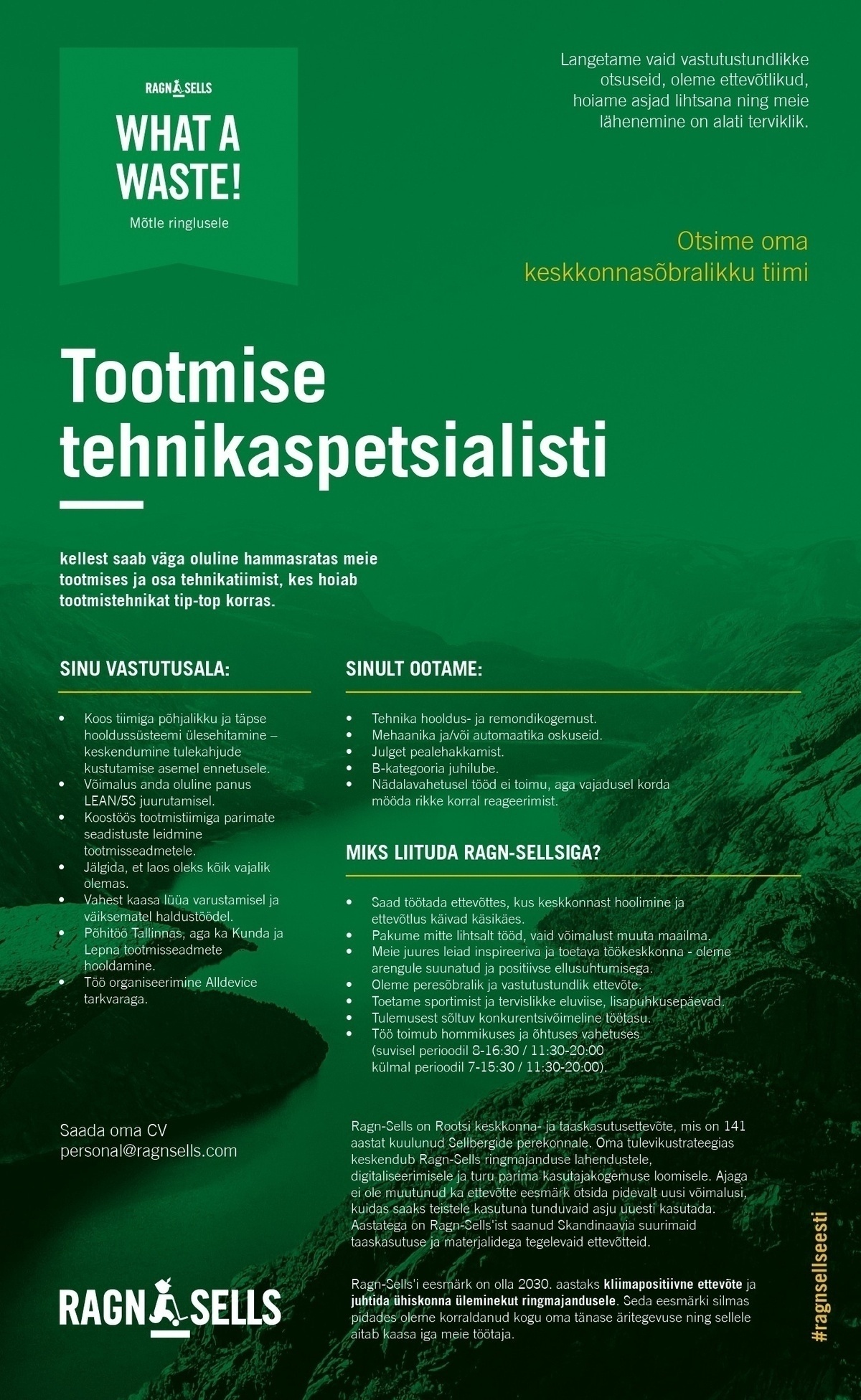 Ragn-Sells AS Tootmise tehnikaspetsialist