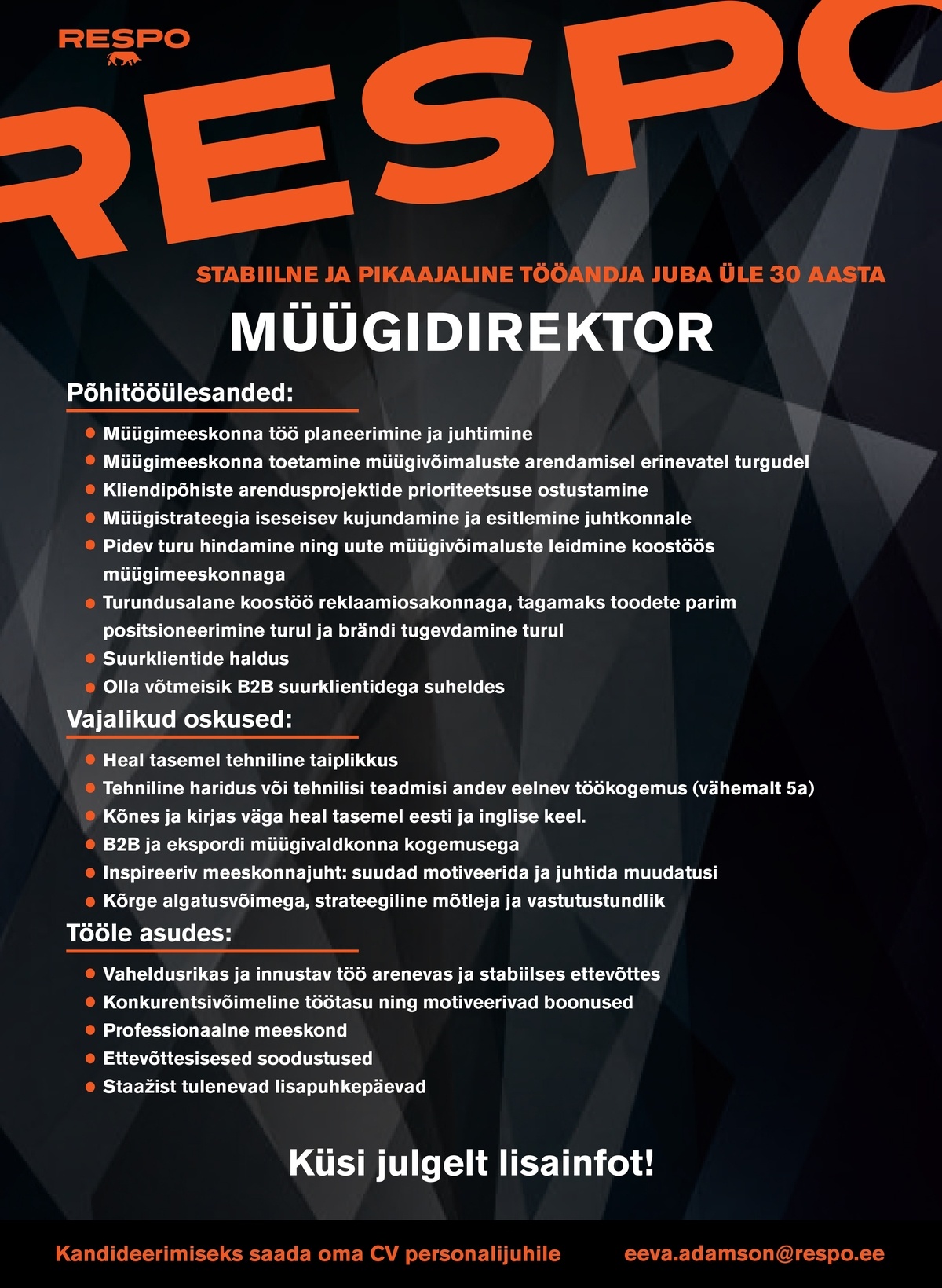 Respo Haagised AS MÜÜGIDIREKTOR