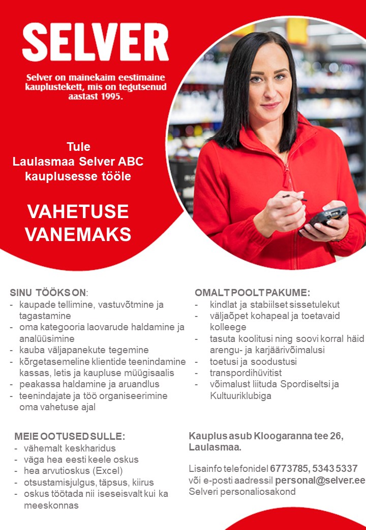 Selver Vahetuse vanem Laulasmaa Selver ABC-s