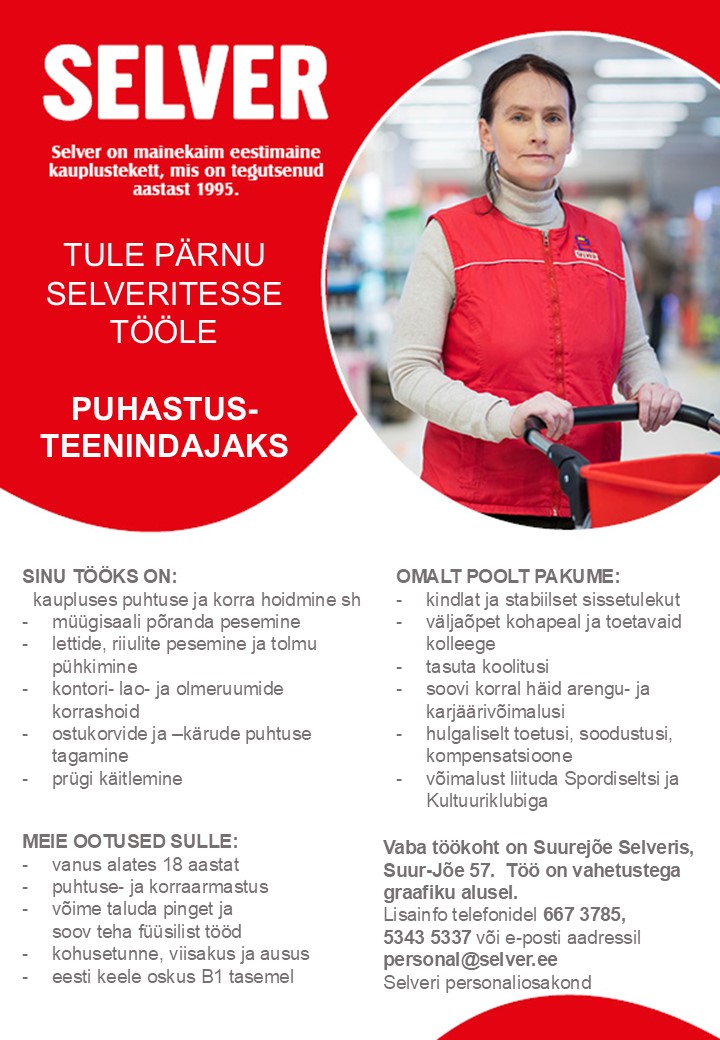 Selver Puhastusteenindaja Pärnu Selverites