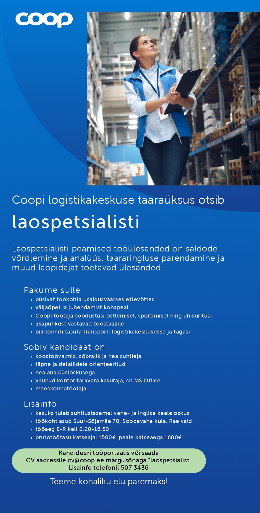 Coop Eesti Keskühistu Laospetsialist (taaraladu)