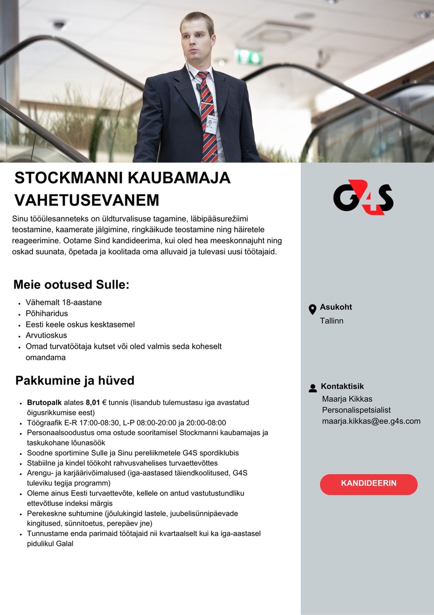 AS G4S Eesti Stockmanni kaubamaja vahetusevanem