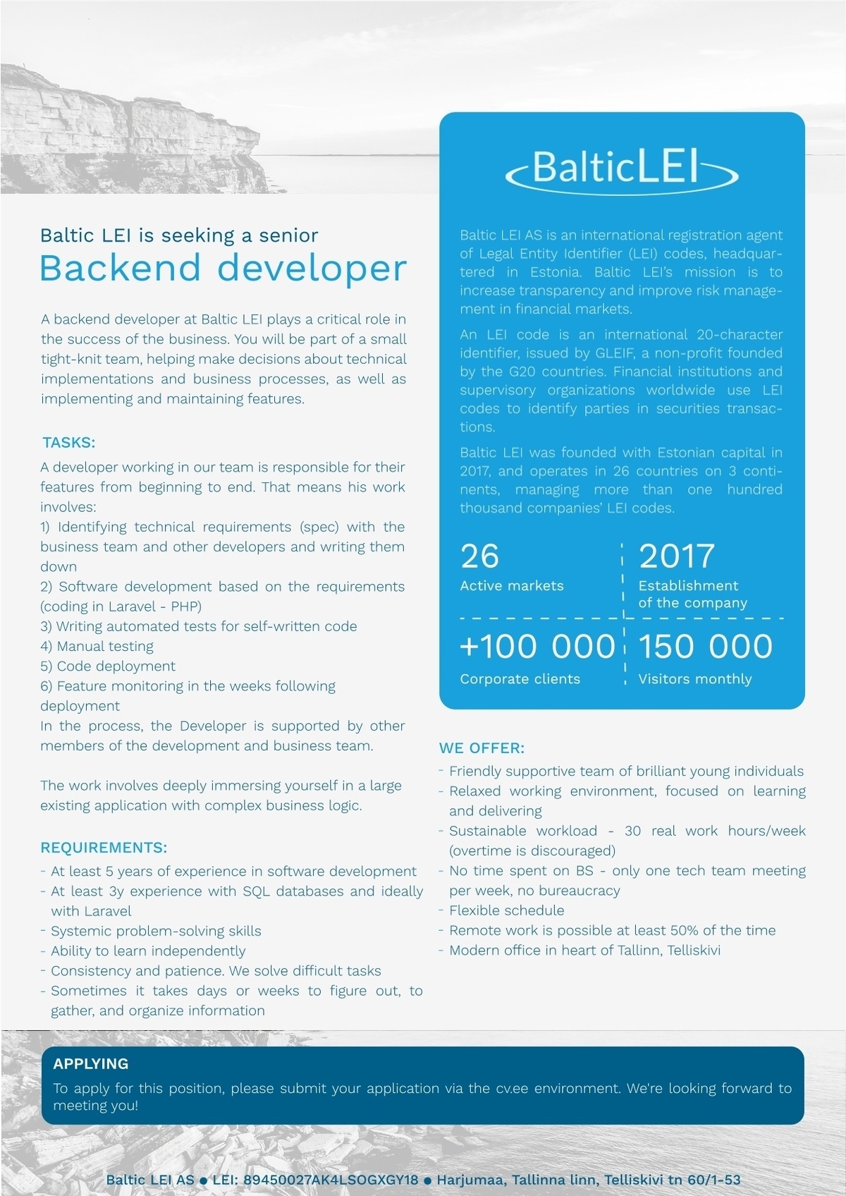 Baltic LEI AS Senior backend developer (Laravel - PHP) / Tarkvaraarendaja