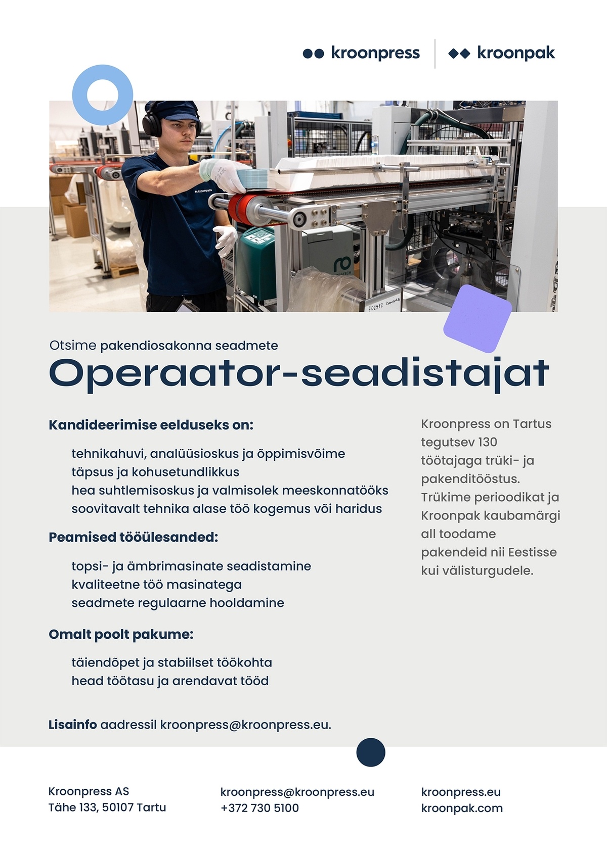 Kroonpress AS Operaator-seadistaja