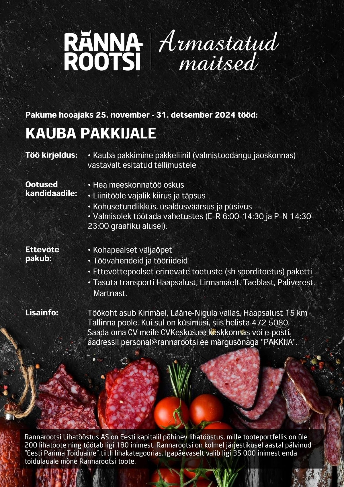 Rannarootsi Lihatööstus AS Kauba pakkija