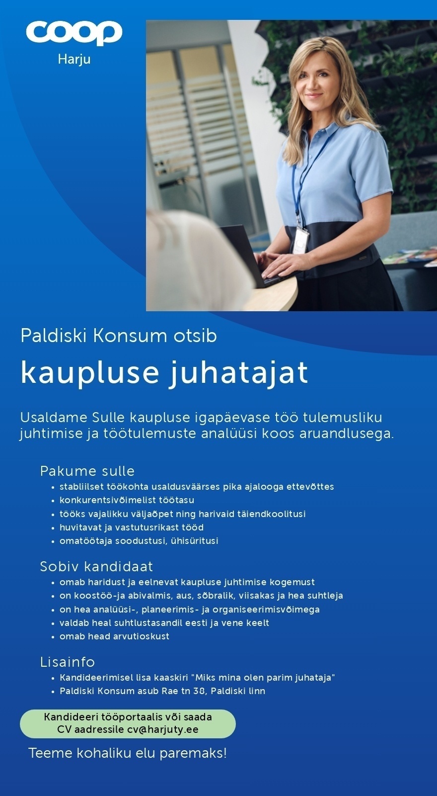 Harju Tarbijate Ühistu Kaupluse juhataja Paldiski Konsumisse (Coop Harju)