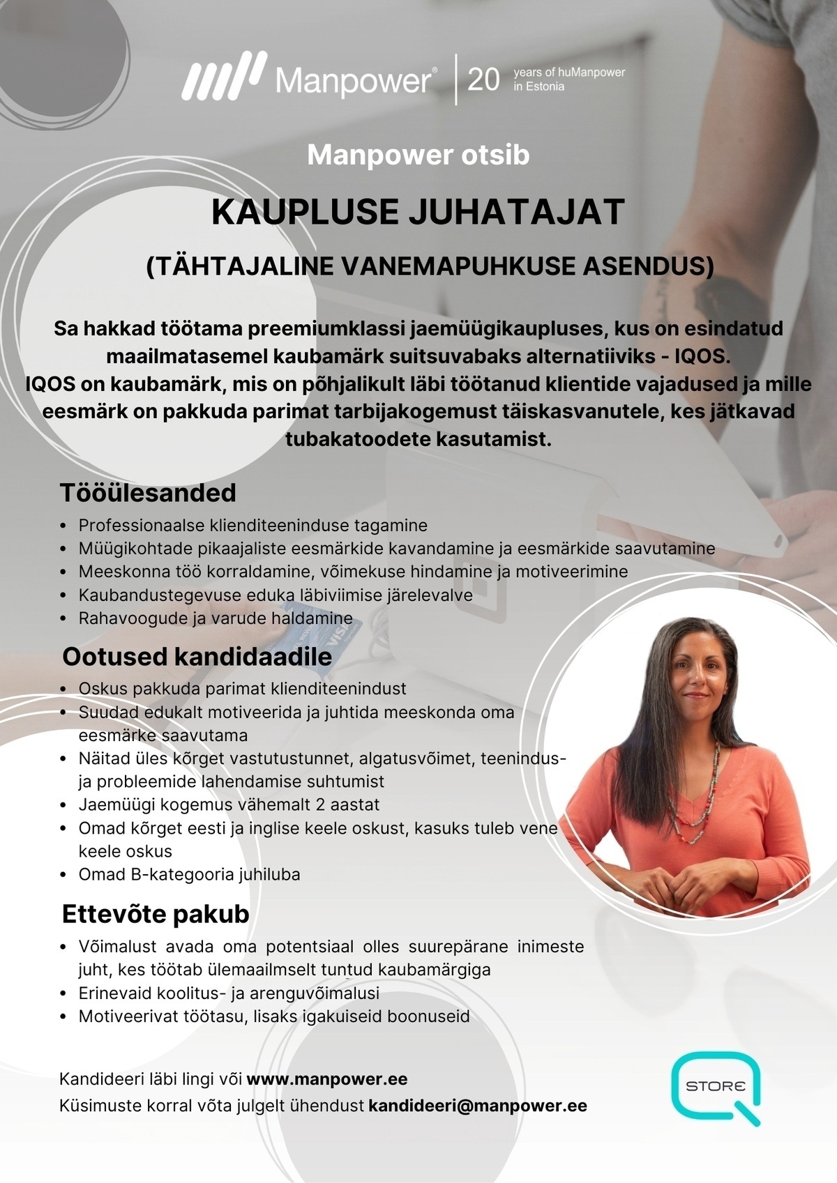 Manpower OÜ KAUPLUSE JUHATAJA (VANEMAPUHKUSE ASENDUS)