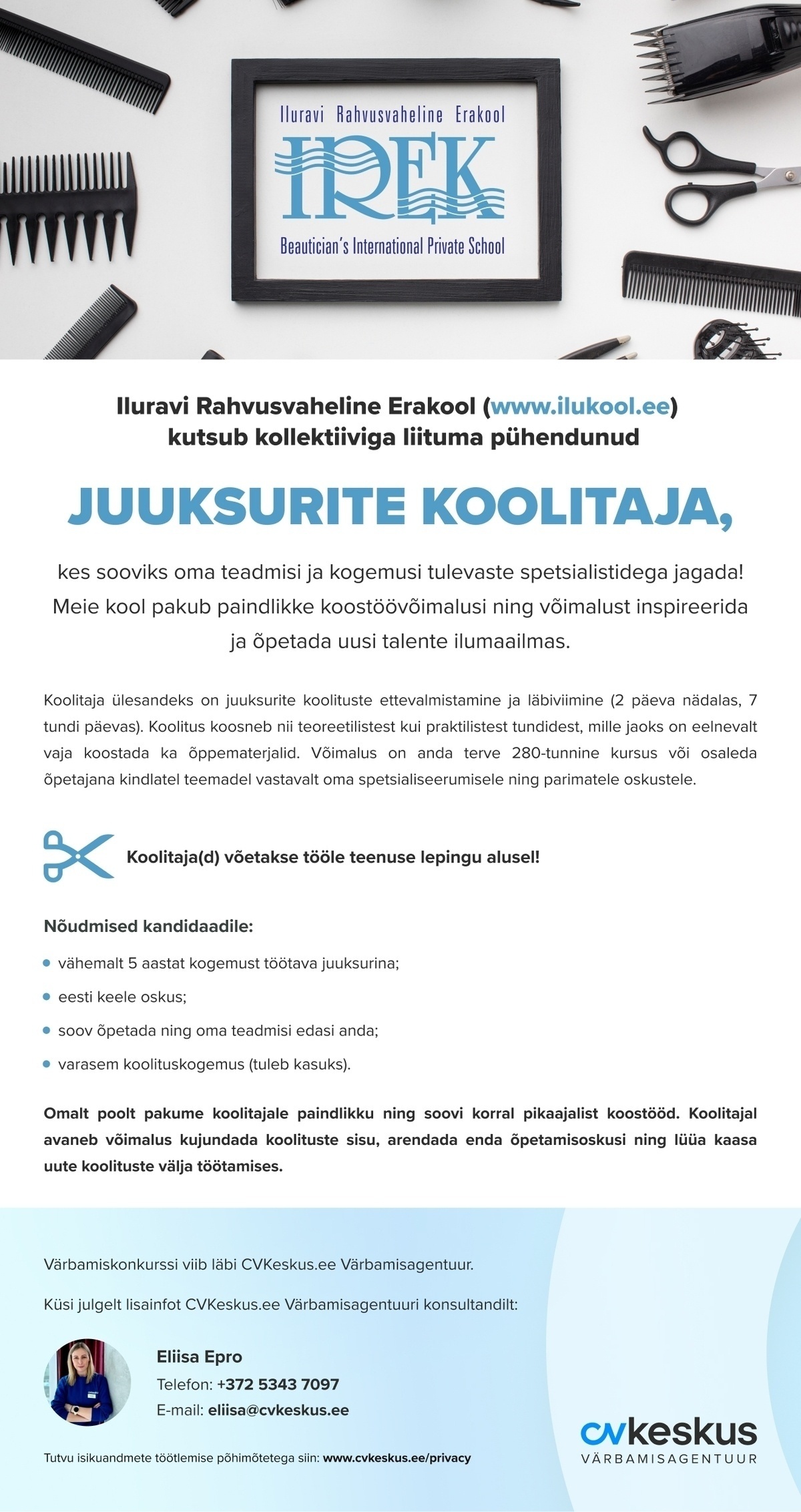 Iluravi Rahvusvaheline Erakool JUUKSURITE KOOLITAJA