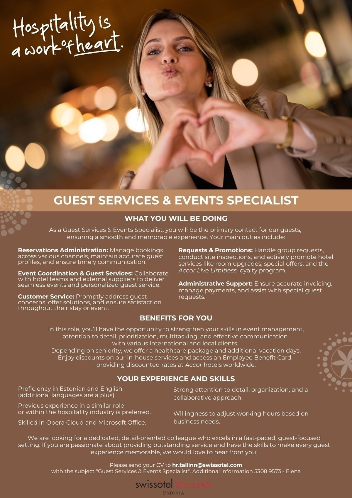 SWISSOTEL ESTONIA OÜ Guest Services & Events Specialist