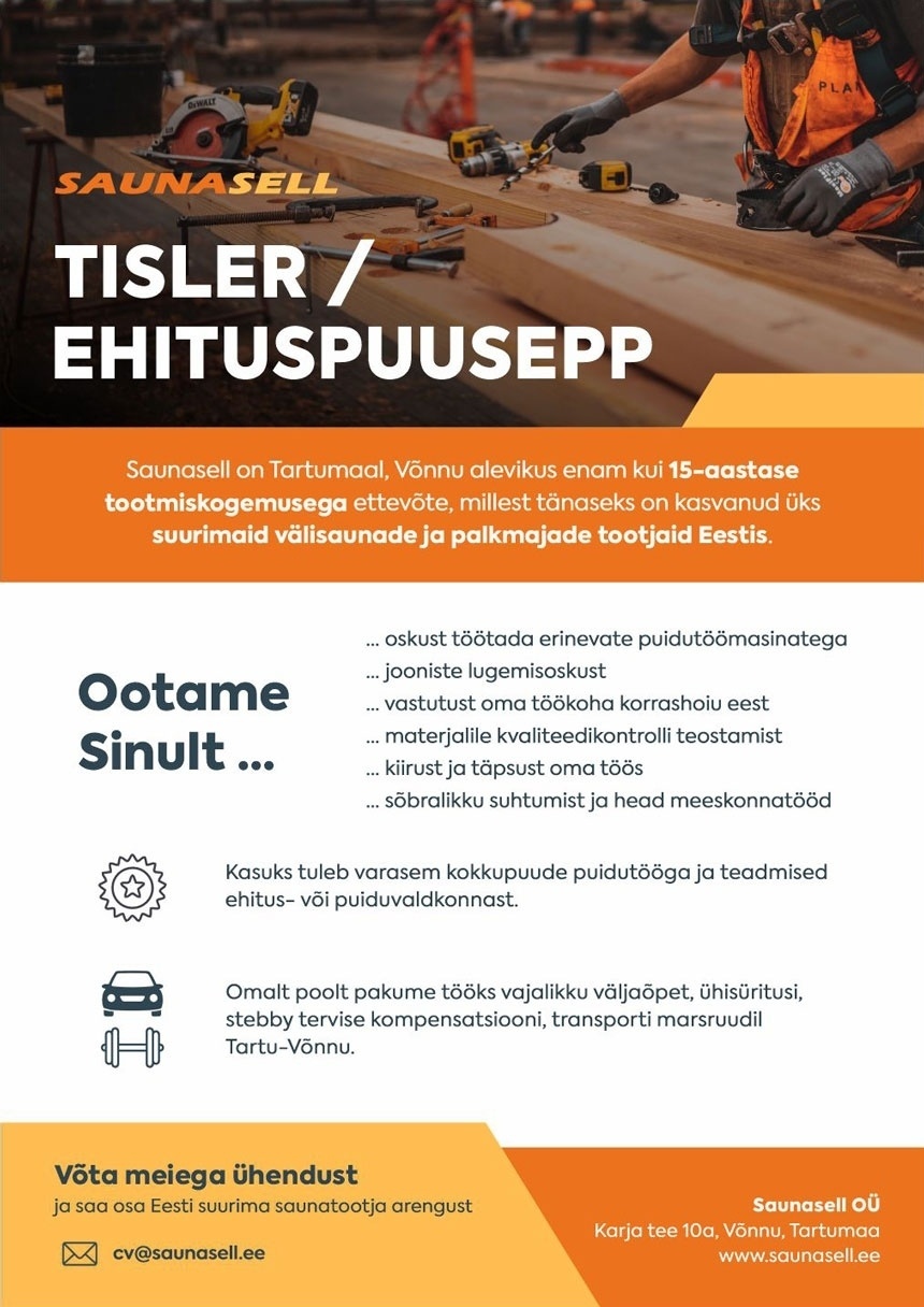 SAUNASELL OÜ Tisler/ Ehituspuusepp