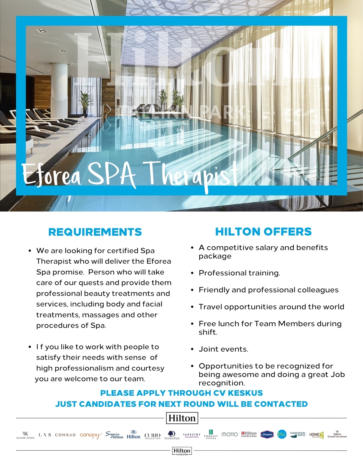 Hilton Tallinn Park Spa Therapist