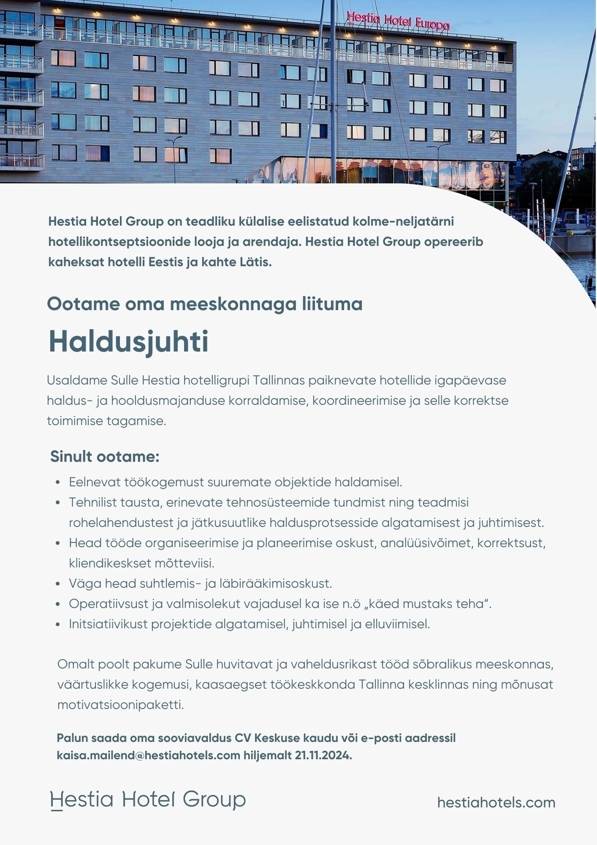 Hestia Hotel Group OÜ Haldusjuht