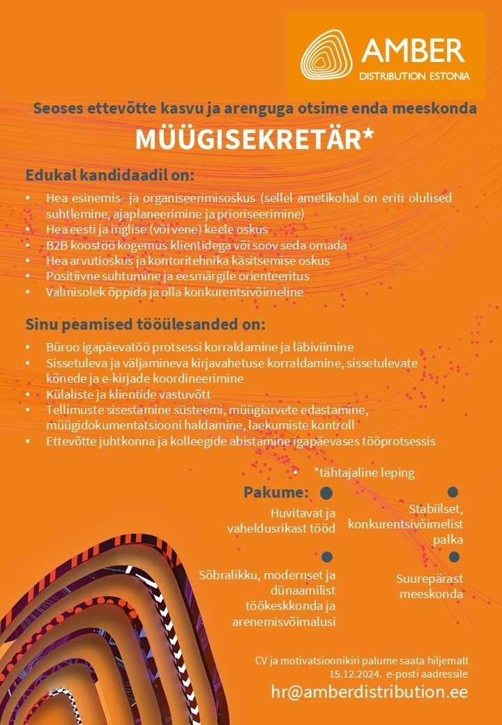 Amber Distribution Estonia OÜ MÜÜGISEKRETÄR