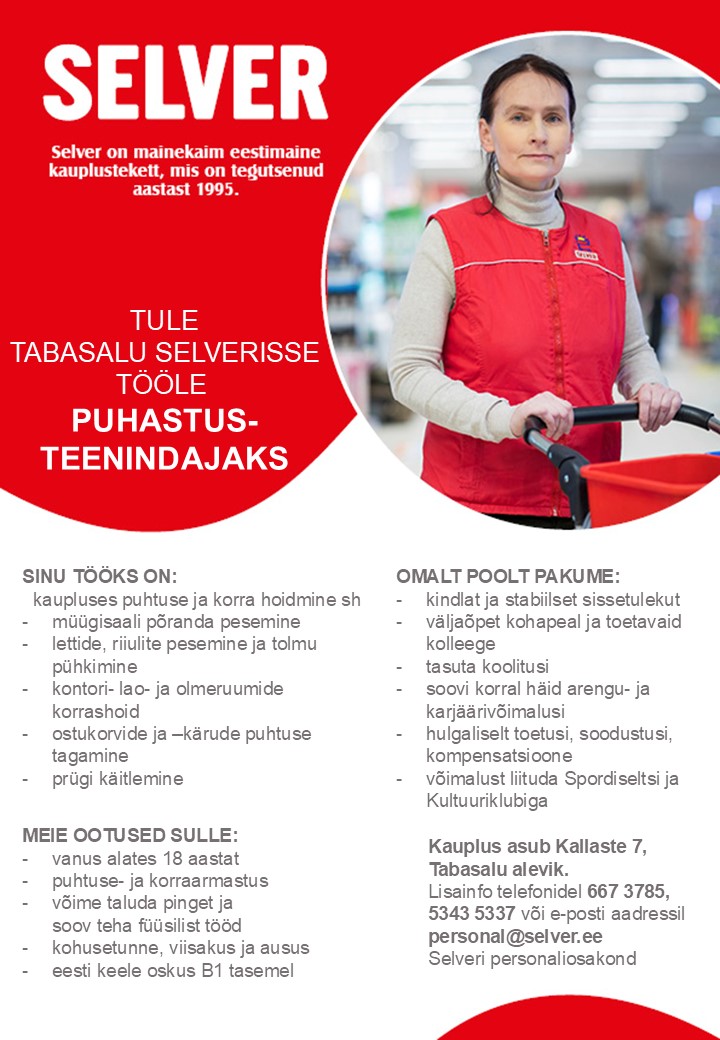 Selver Puhastusteenindaja Tabasalu Selveris