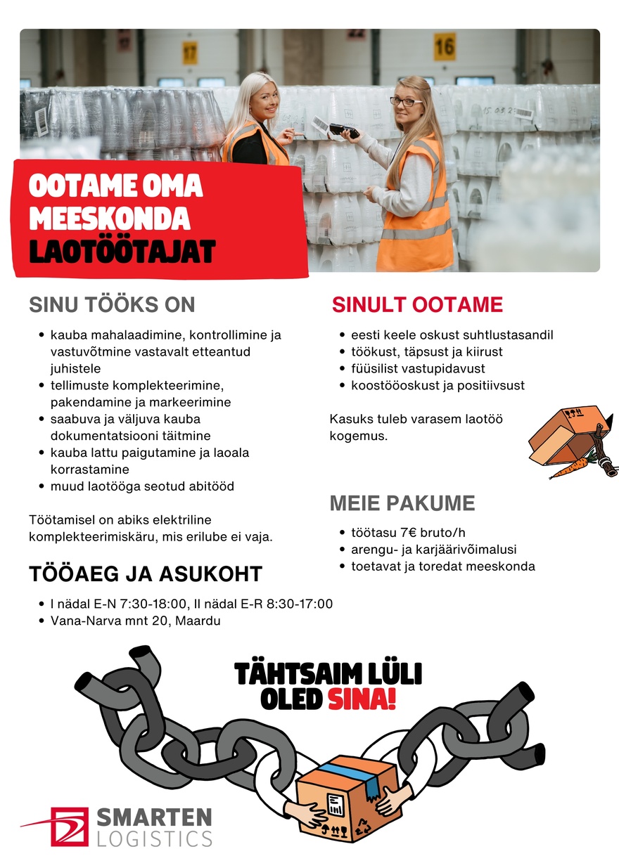 AS Smarten Logistics Maardu laotöötaja