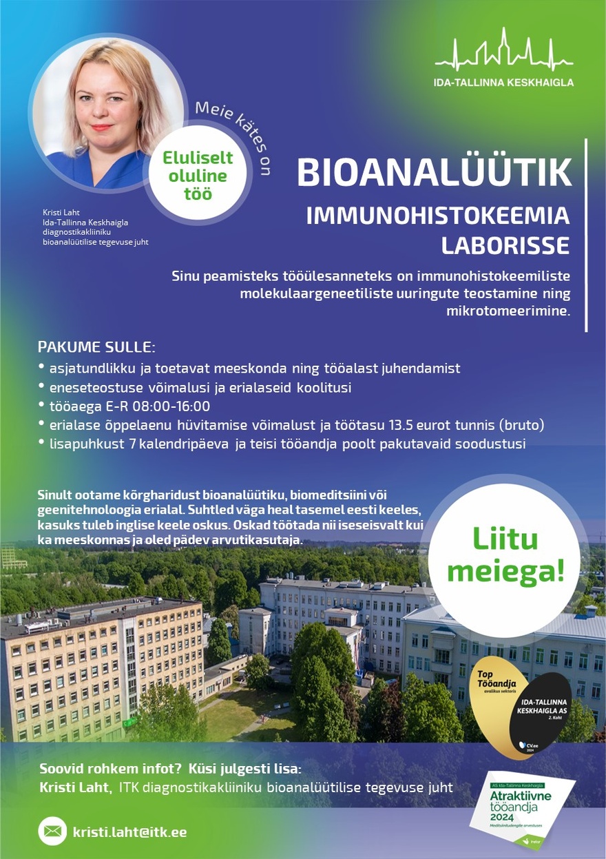 Ida-Tallinna Keskhaigla AS Bioanalüütik immunohistokeemia laborisse