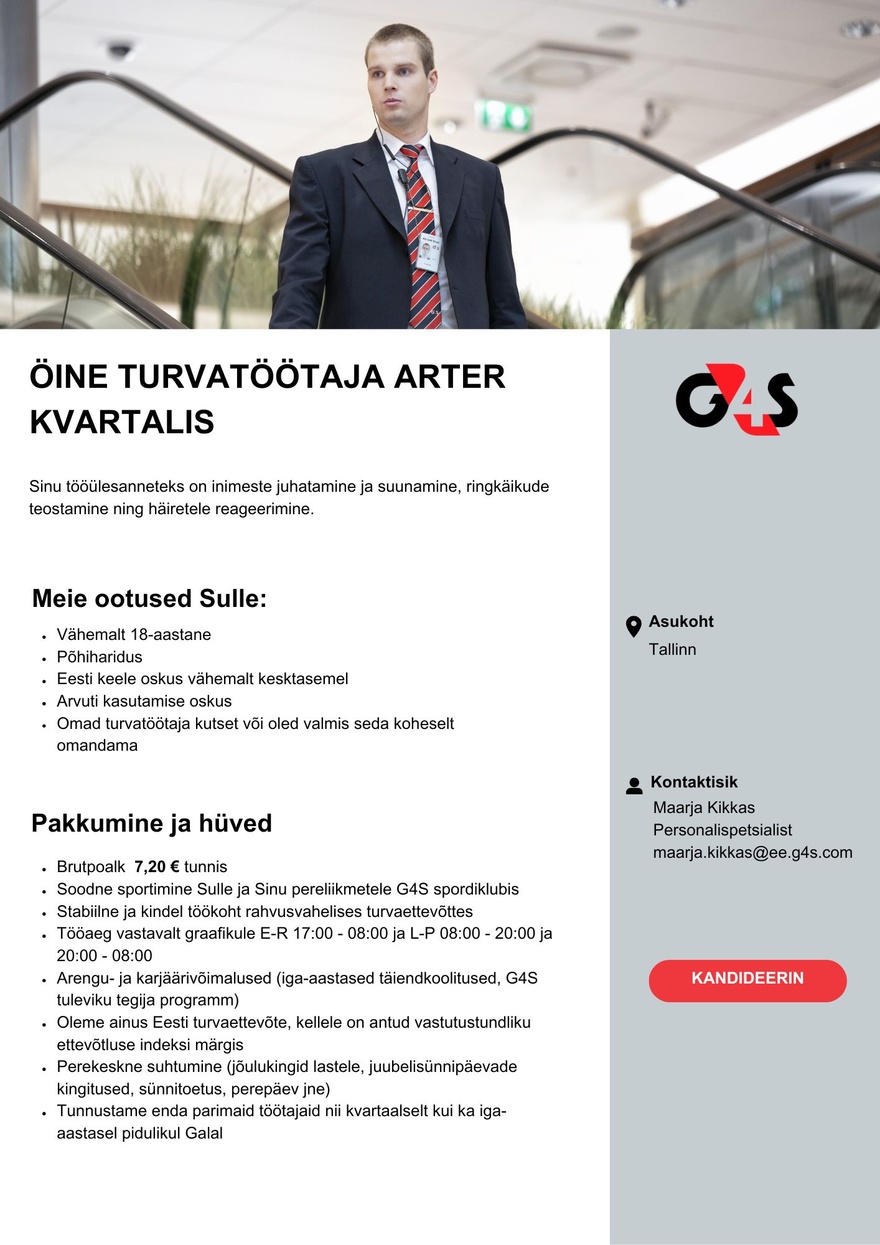 AS G4S Eesti Öine turvatöötaja Arter kvartalis