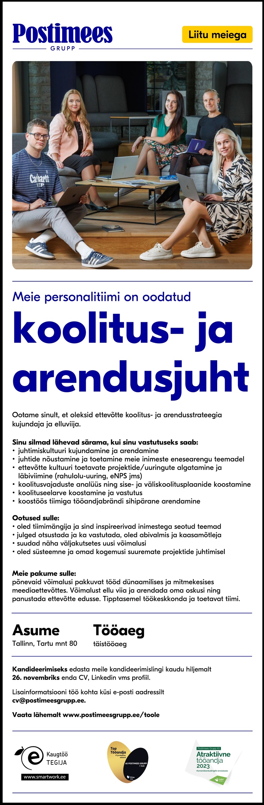 Postimees Grupp AS Koolitus- ja arendusjuht