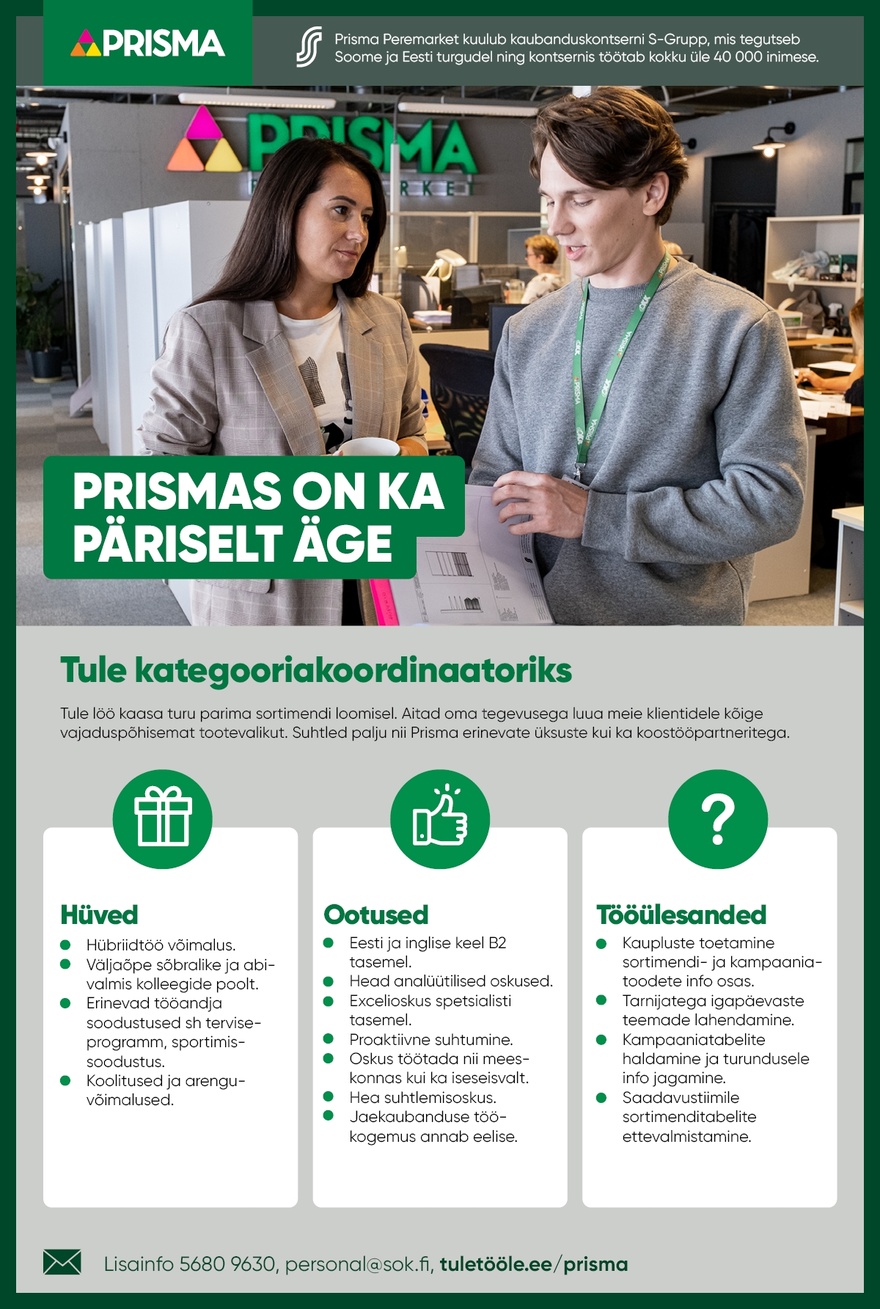 Prisma Peremarket AS Kategooriakoordinaator