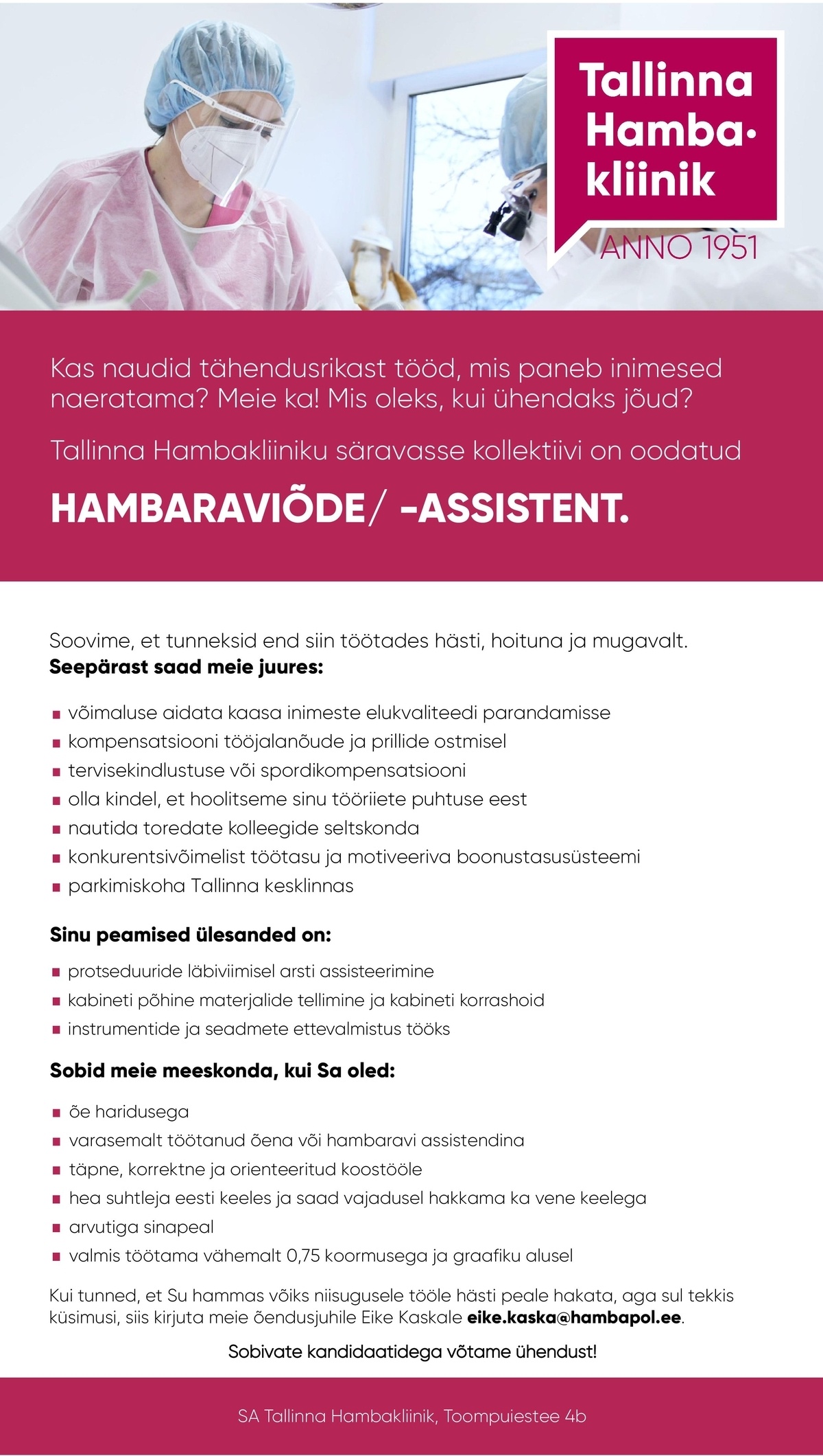 TALLINNA HAMBAKLIINIK SA Hambaraviõde/ hambaraviassistent