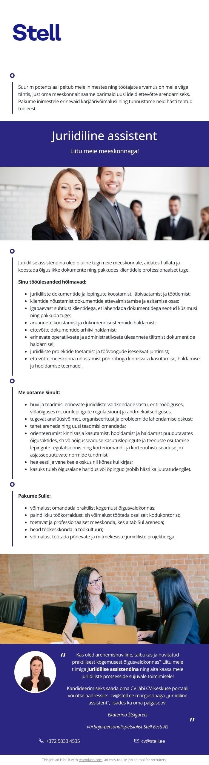 Stell Eesti AS Juriidiline assistent