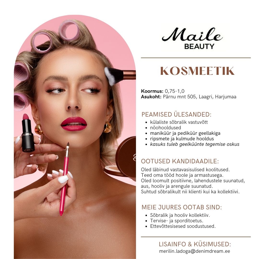 Põldma Kaubanduse AS KOSMEETIK Maile Beauty ilukeskusesse ❀