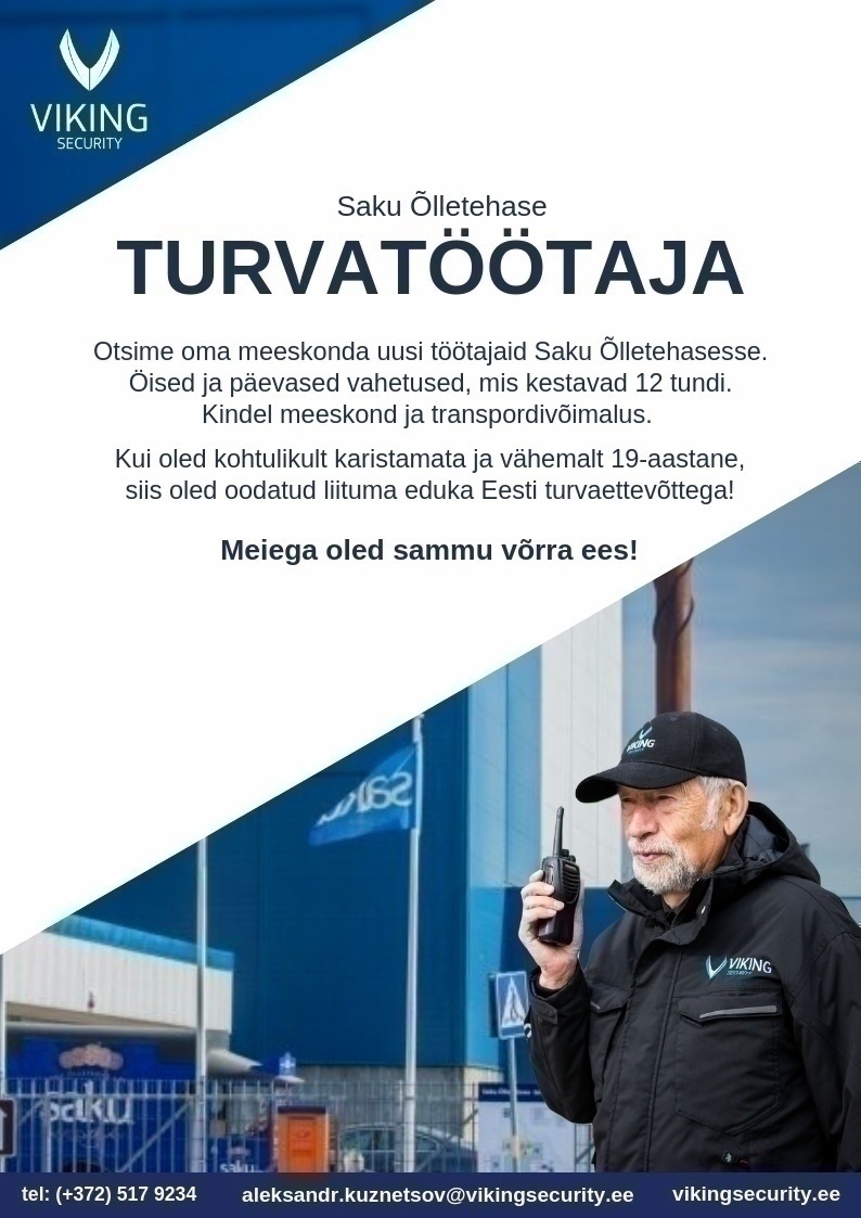 Viking Security AS Saku Õlletehase valvetöötaja/turvatöötaja