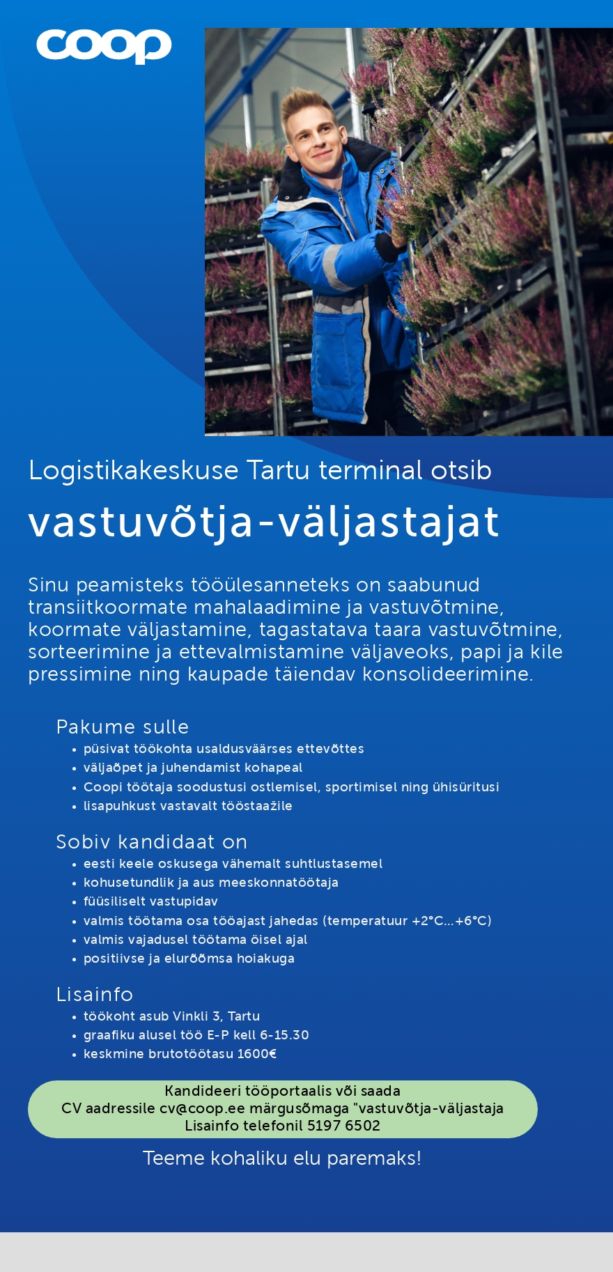 Coop Eesti Keskühistu Vastuvõtja-väljastaja (Tartu terminal)