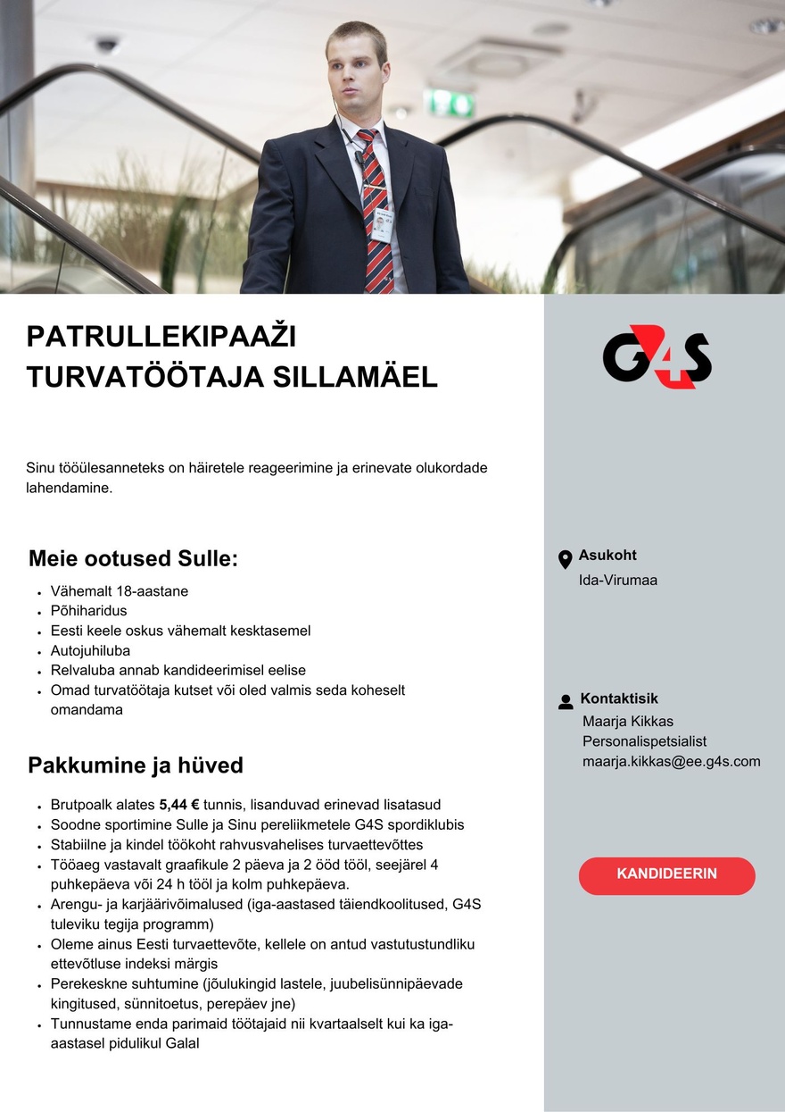 AS G4S Eesti Patrullteenistuse turvatöötaja Sillamäel