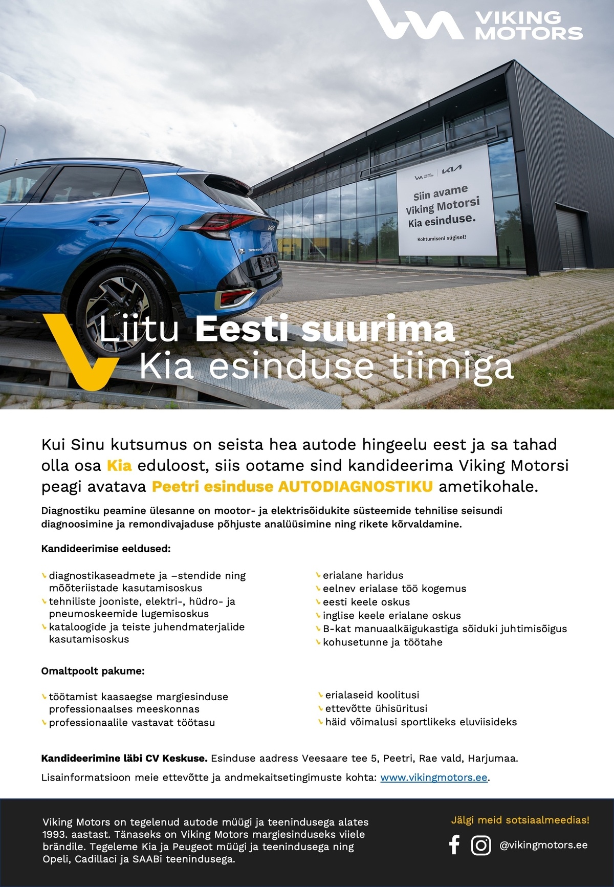 Viking Motors AS Autodiagnostik avatavas Kia Peetri esinduses