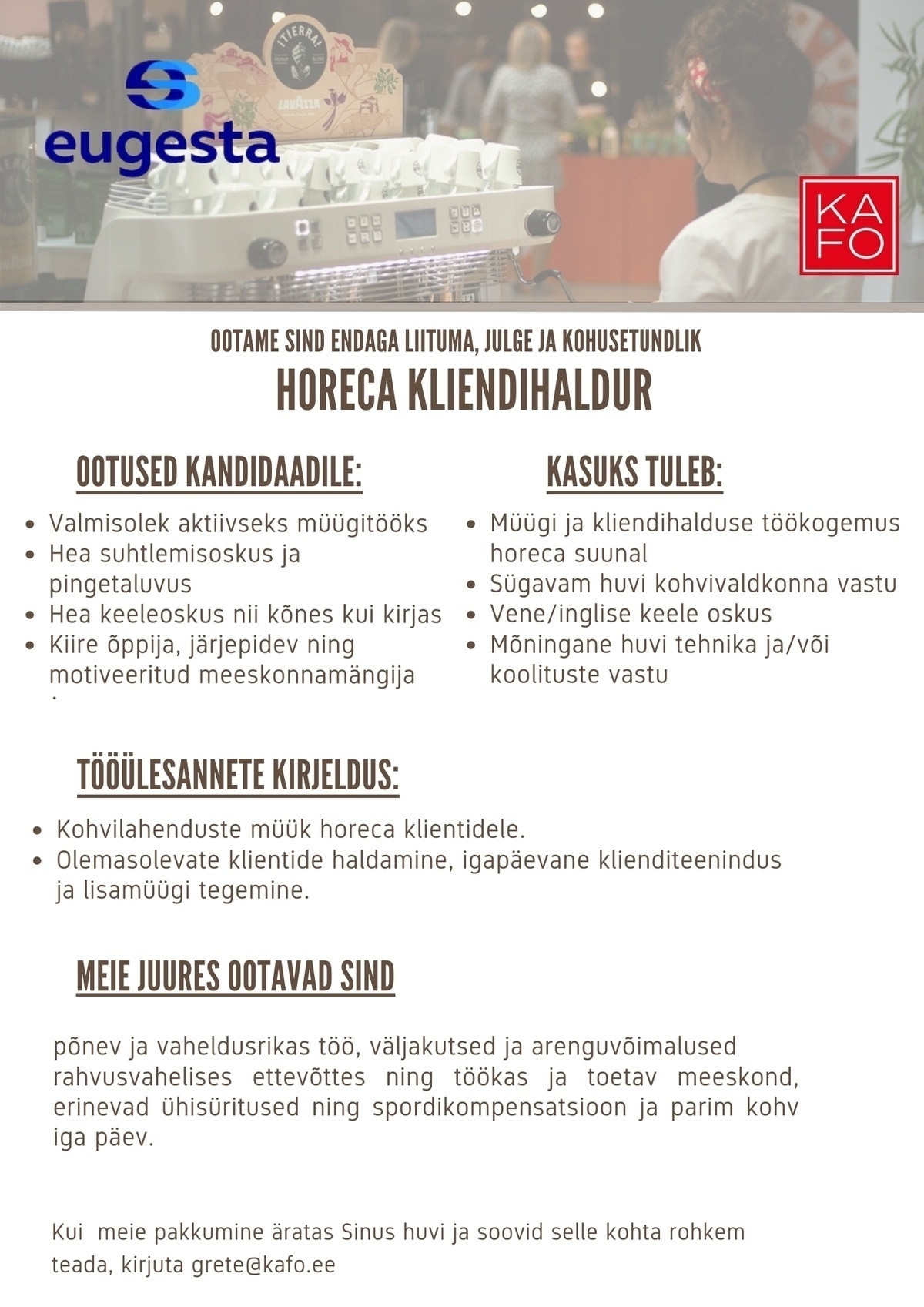 Eugesta Eesti OÜ HoReCa kliendihaldur