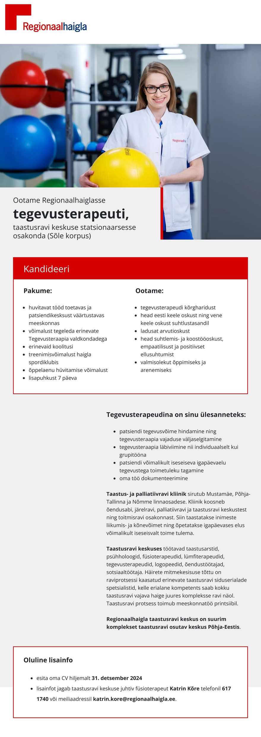 Põhja-Eesti Regionaalhaigla Tegevusterapeut