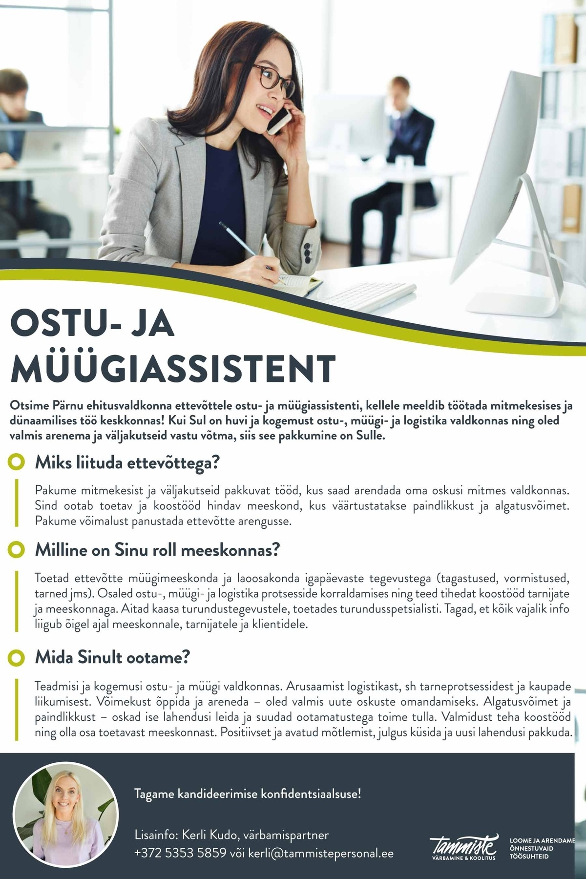 Tammiste Personalibüroo OÜ Ostu- ja müügiassistent (Ehitusvaldkonna ettevõte)