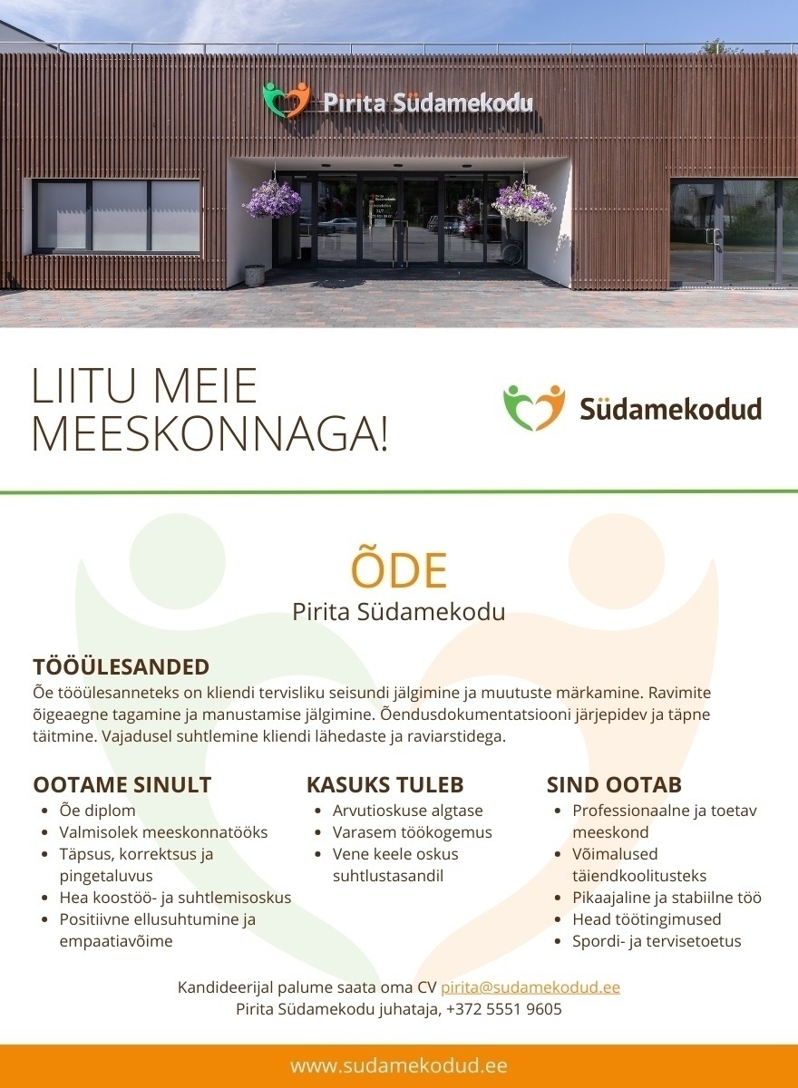 Südamekodud AS Õde Pirita Südamekodusse