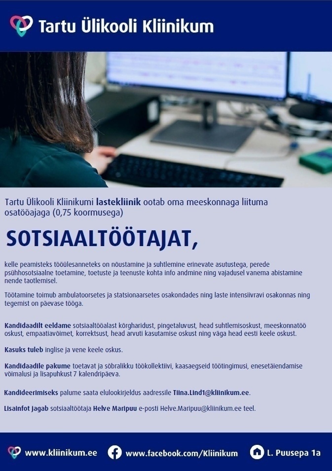 Tartu Ülikooli Kliinikum SA Sotsiaaltöötaja