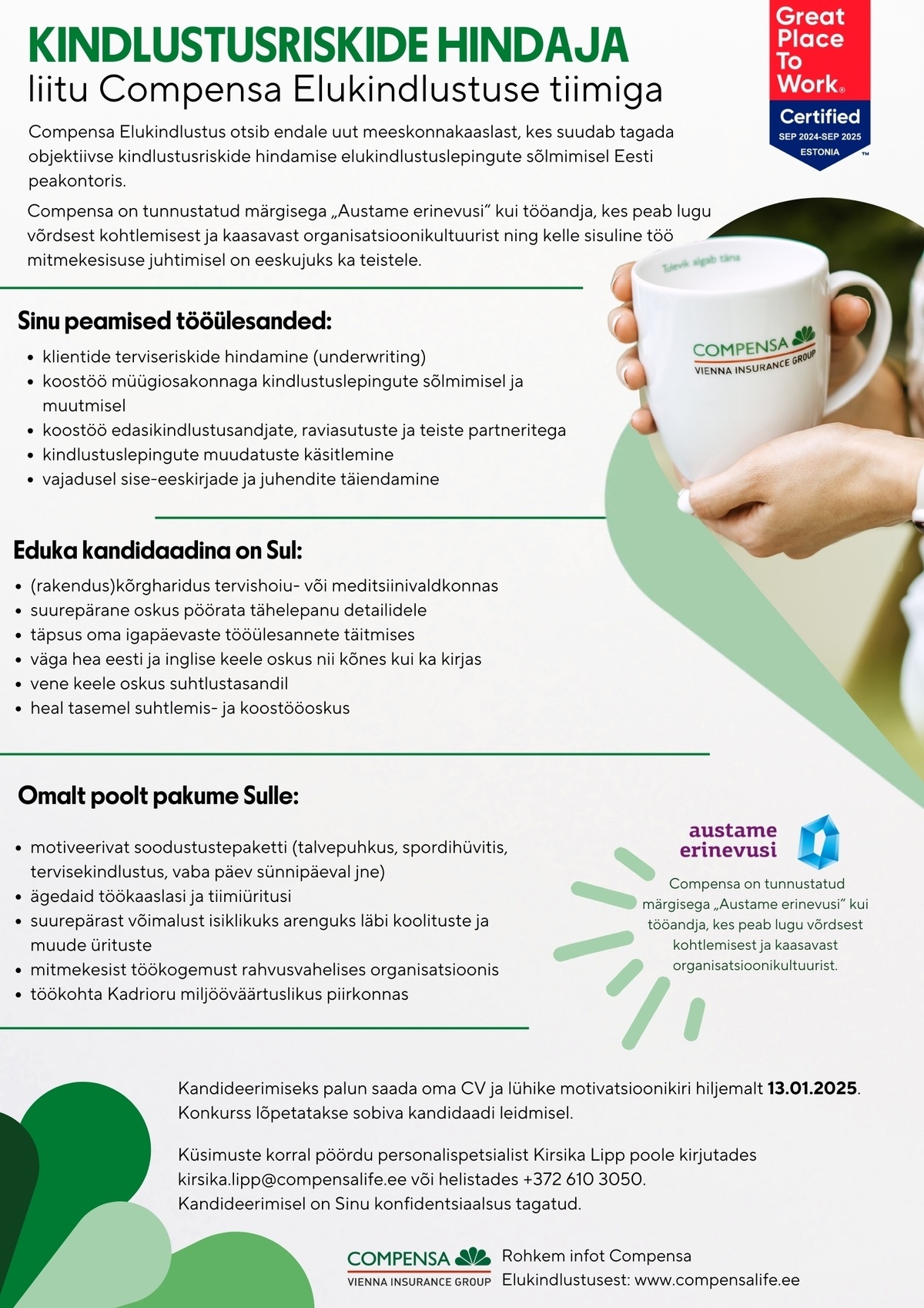 Compensa Life Vienna Insurance Group SE Kindlustusriskide hindaja (Underwriter)