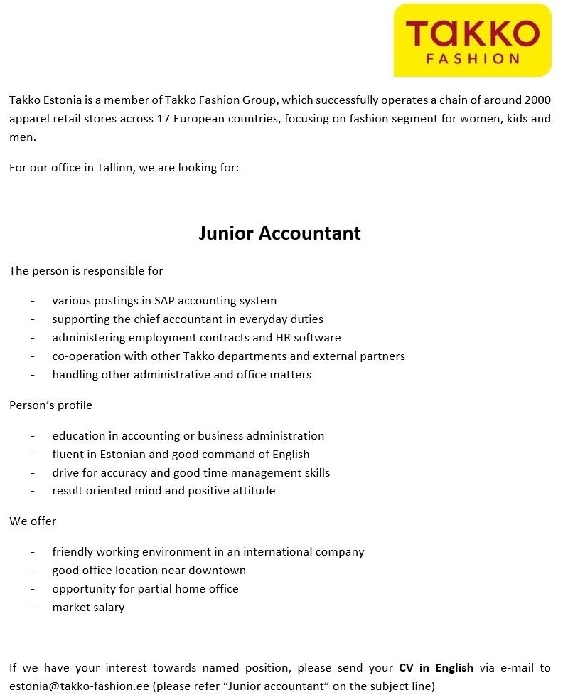 TAKKO FASHION Junior accountant